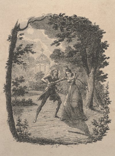 Mannen och kvinnan i trädgården (etsning) av George Cruikshank