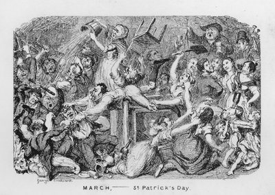 Mars, St Patricks Day (gravyr) av George Cruikshank