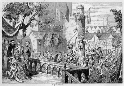 Masque i palatsträdgården i Tower of London, 1840. av George Cruikshank