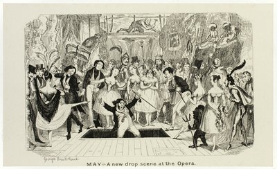 Maj - En ny droppscen på operan från George Cruikshanks ståletsningar till The Comic Almanacks: 1835-1853 av George Cruikshank