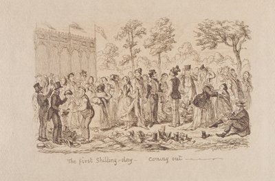 Mayhews stora utställning 1851: The First Shilling Day - Kommer ut, 1851 av George Cruikshank