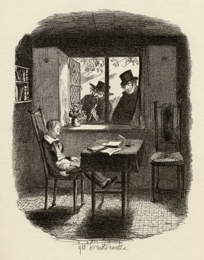 Monks and the Jew, från "The Adventures of Oliver Twist" av Charles Dickens (1812-70) 1838, utgiven av Chapman und Hall, 1901 av George Cruikshank