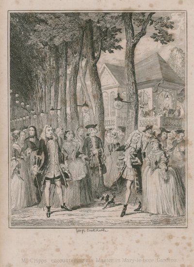 Mr Cripps möter sin mamma i Mary-le-bone Gardens av George Cruikshank