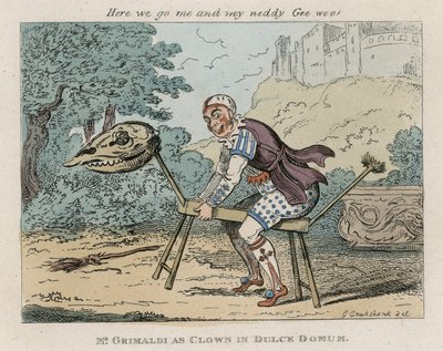 Mr Joseph Grimaldi som clown i Dulce Domum av George Cruikshank