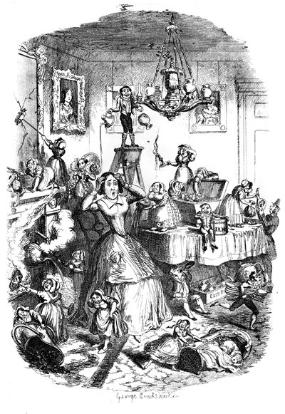 Nästan orolig ihjäl av livets största plåga, c1840-talet. av George Cruikshank
