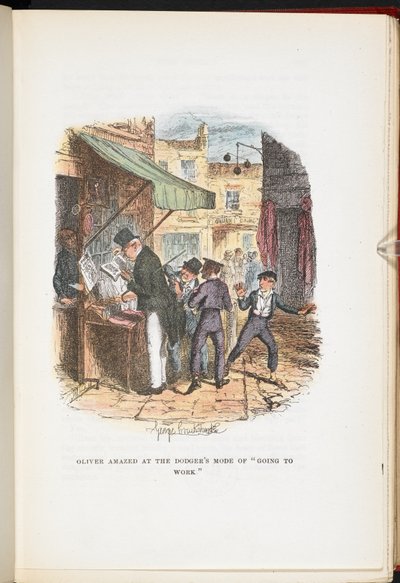 Oliver häpnade över Dodgers sätt att "gå till jobbet", från The Adventures of Oliver Twist ... Med tjugofyra illustrationer av Cruikshank av George Cruikshank