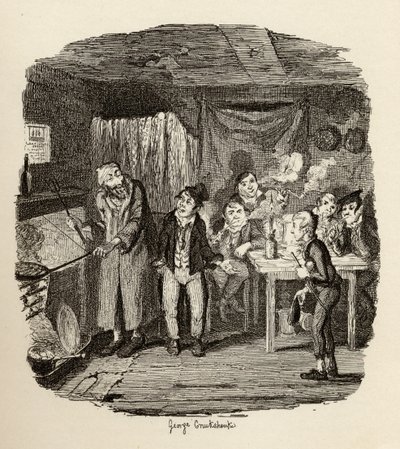 Oliver introducerade till den respektable gamle gentlemannen, från "The Adventures of Oliver Twist" av Charles Dickens (1812-70) 1838, publicerad av Chapman und Hall, 1901 av George Cruikshank