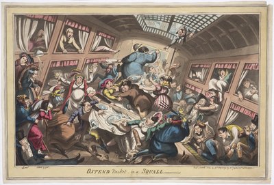 Ostend Packet in a Squall, 1824 (färgad akvatint) av George Cruikshank