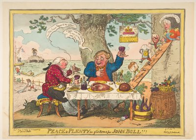 Fred och överflöd eller goda nyheter för John Bull!!!, 25 maj 1814. av George Cruikshank
