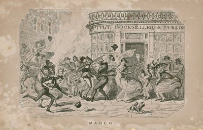 Människor kämpar mot de hårda vindarna av George Cruikshank