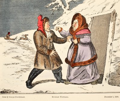 Russian Nuptials, pub. 1808 (handfärgad gravyr) av George Cruikshank