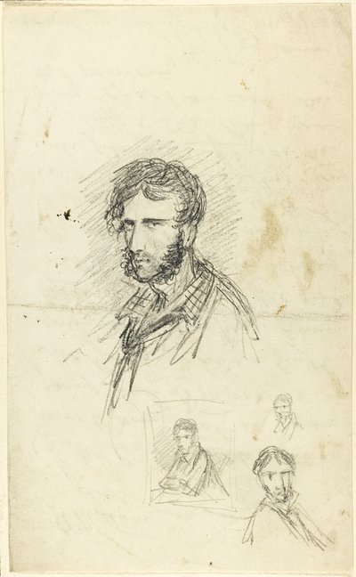 Självporträtt med tre skisser av George Cruikshank