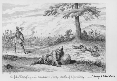 Sir John Falstaffs storslagna manöver i slaget vid Shrewsbury! av George Cruikshank