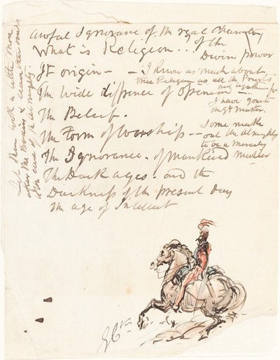 Skiss av Mounted Hussar av George Cruikshank