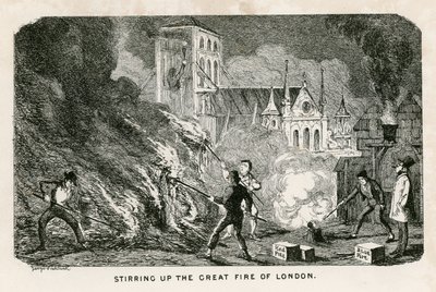 Att röra upp den stora branden i London av George Cruikshank