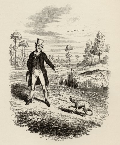 Sykes försöker förstöra sin hund, från "The Adventures of Oliver Twist" av Charles Dickens (1812-70) 1838, publicerad av Chapman und Hall, 1901 av George Cruikshank