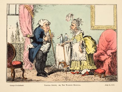 Tabitha Grunt; eller, The Walking Hospital, pub. 1813 (handfärgad gravyr) av George Cruikshank