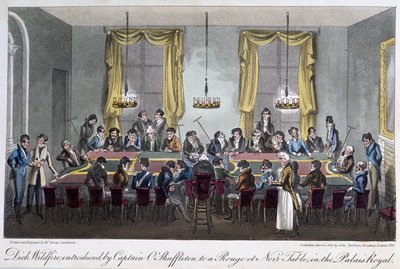 Spelbordet i Palais Royal - i "Life in Paris" av David Carey, London av George Cruikshank