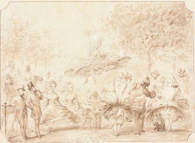 "Taking the Air" i Hyde Park [verso] av George Cruikshank