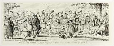 The "Bloomers" in Hyde Park, or an Extraordinary Exhibition for 1852 från George Cruikshanks ståletsningar till The Comic Almanacks: 1835-1853 av George Cruikshank