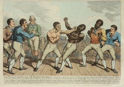 The Close of the Battle Triumphant (färgad etsning) av George Cruikshank
