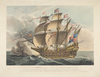 Great Harry. Det första krigsfartyget som bar kanoner av George Cruikshank