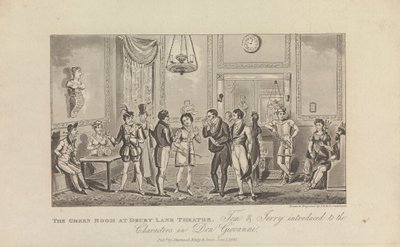The Green Room på Drury Lane Theatre av George Cruikshank