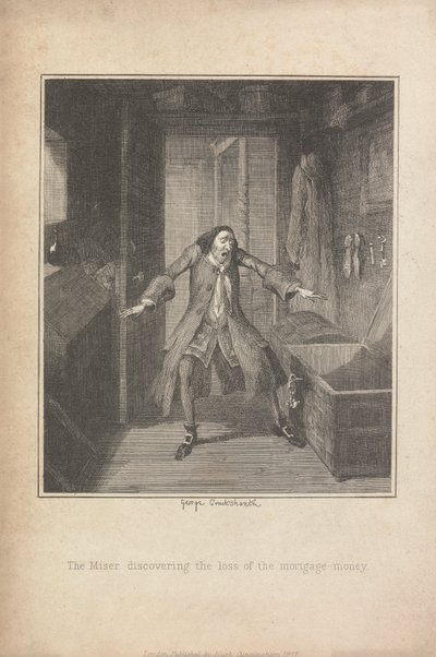 Snålen upptäcker förlusten av bolånepengarna av George Cruikshank
