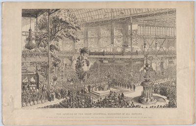 Öppnandet av den stora industriella utställningen av alla nationer, av Hennes Nådigaste Majest..., 1851. av George Cruikshank