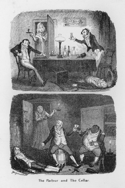 Salongen och källaren (gravyr) av George Cruikshank