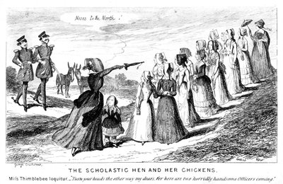 Den skolatiska hönan och hennes kycklingar, 1800-talet. av George Cruikshank