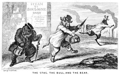 Hjorten, tjuren och björnen, 1800-talet. av George Cruikshank