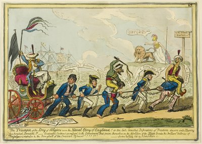 Triumfen av Dey av Alger över Englands marina ära!! av George Cruikshank