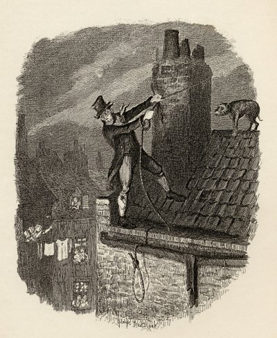 Den sista chansen, från "The Adventures of Oliver Twist" av Charles Dickens (1812-70) 1838, publicerad av Chapman und Hall, 1901 (gravyr) av George Cruikshank