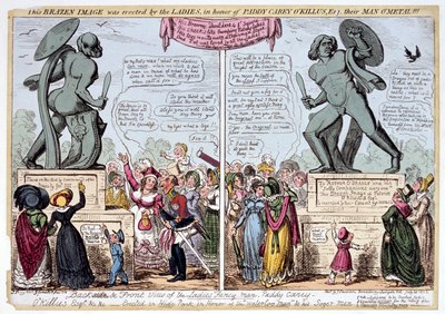 Kvinnor som beundrar statyn av Achilles, Hyde Park, London, 1822. av George Cruikshank