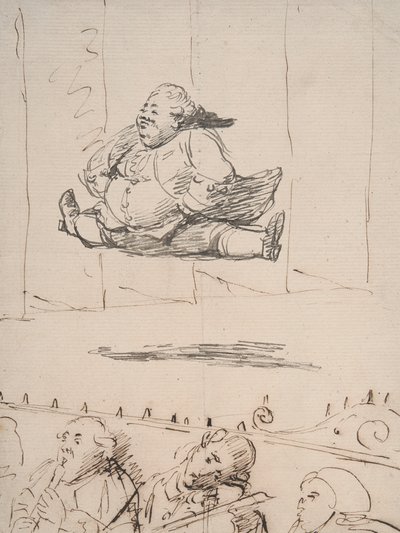A Man doing the Splits, ca 1760-90 (penna & brunt och grått bläck på papper) av George Dance
