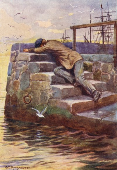 Ansträngningen tog musten ur honom (färglitografi) av George Derville (after) Rowlandson