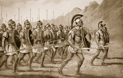 En makedonsk falang, illustration från 