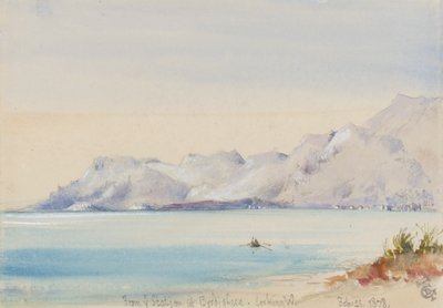 Från er station i Bordighera, blickande västerut, 25 februari 1878 (wc på papper) av George Douglas Tinling