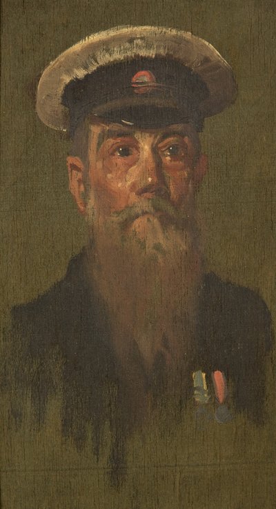 Porträtt av J. Brooks, 6th Dragoons, ca. 1920 (olja på panel) av George Edmund Butler