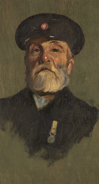 Porträtt av J. Lasbury, R.M.L.I., ca 1920 (olja på panel) av George Edmund Butler