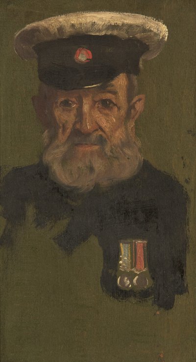 Porträtt av J. Smith, 4th & R.A., ca. 1920 (olja på panel) av George Edmund Butler