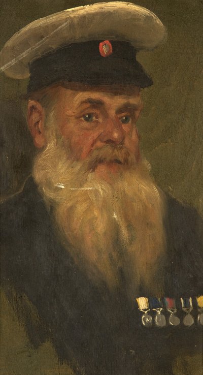 Porträtt av J. Wilson, R.M.A., ca 1920 (olja på panel) av George Edmund Butler
