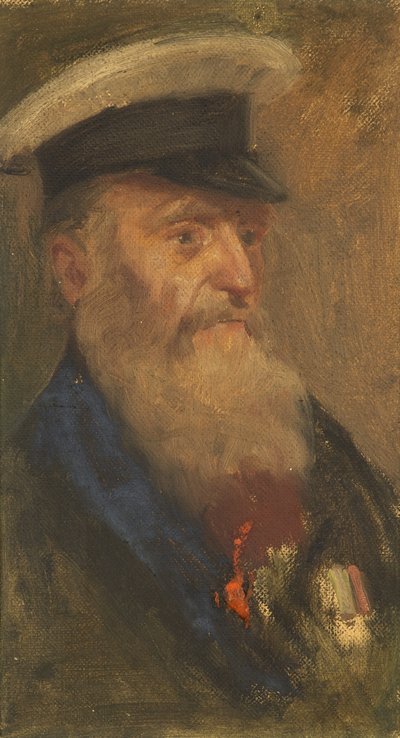 Porträtt av W. Barnes, 97:e, ca. 1920 (olja på panel) av George Edmund Butler