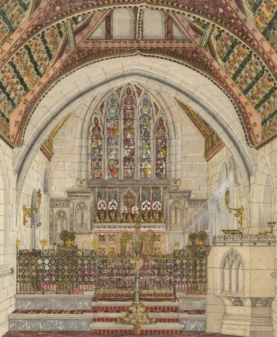 Design för polykromatisk dekoration av en kyrka av George Edmund Street