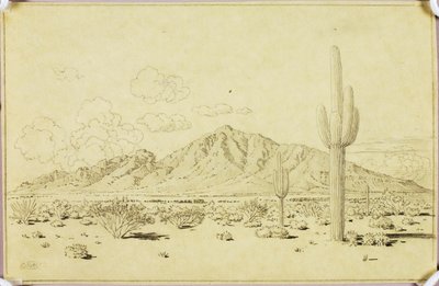 Utan titel (överföringsteckning för Camelback Mountain, Phoenix) av George Elbert Burr