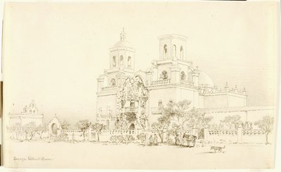 Utan titel (överföringsteckning för San Xavier-missionen, Tucson, Arizona) av George Elbert Burr