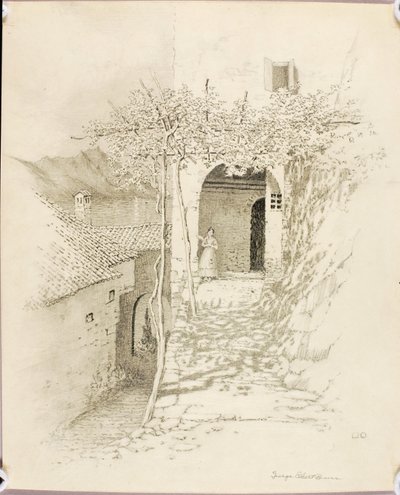 Utan titel (överföringsteckning för Bygata, Luganosjön, Italien [nr 1]) av George Elbert Burr