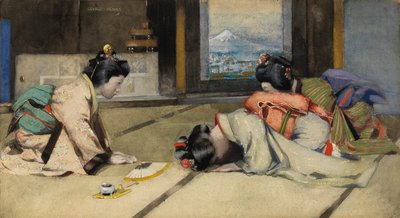 En hemma i Japan, eller Salutations (akvarell på papper) av George F. Henry