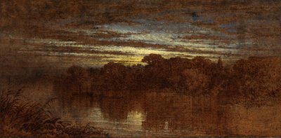 Twilight on the Avon, Ruins of Kenilworth Castle in the Distance (olja ombord) av George F. Teniswood